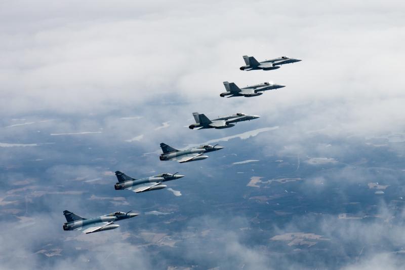 French Mirage 2000-5Fs, Swedish Gripen Cs and Finnish F/A-18C [French Air Force] #1