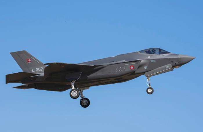 The RDAF's seventh F-35A Lightning II (serial L-007, c/n AP-07) comes into land at Luke AFB in Arizona after completing a local training sortie on April 26, 2023. This aircraft will be one of the first Danish F-35As to arrive in Denmark later this year.